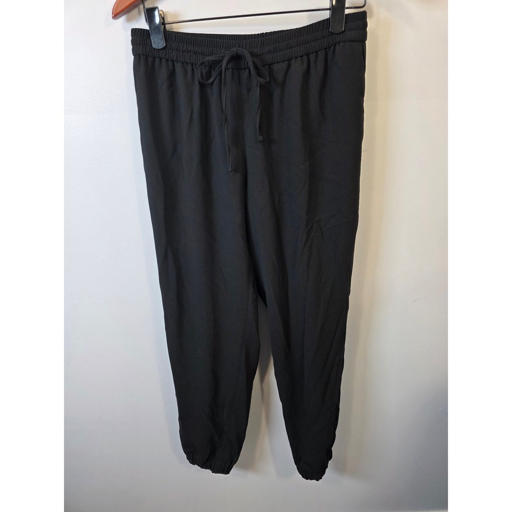 Express Womens Black Mid Rise Ankle Pants Size Small Elastic Waist Drawstring